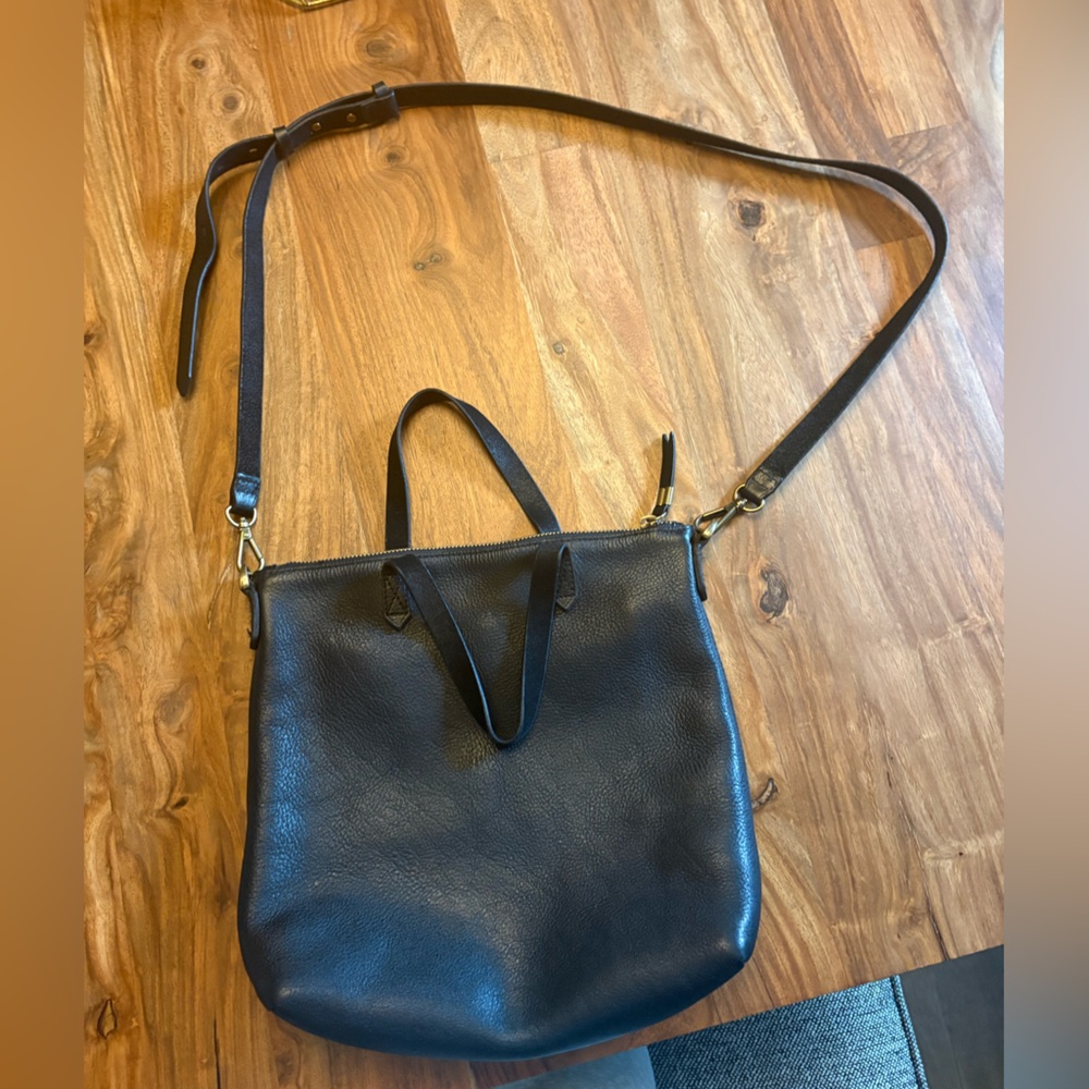Madewell Black Leather Tote Bag